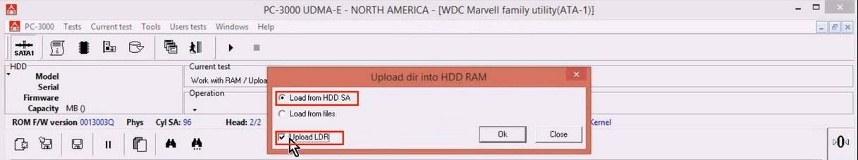 使用5. x版本PC-3000 for HDD从SA构建ROM镜像WD Marvell硬盘驱动器上的数据与内部ROM