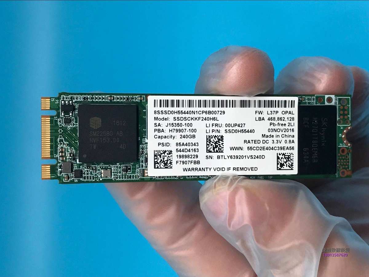 英特尔240G开机卡LOGO界面SM2258G主控SSDSCKKF240H6L数据恢复完美成功