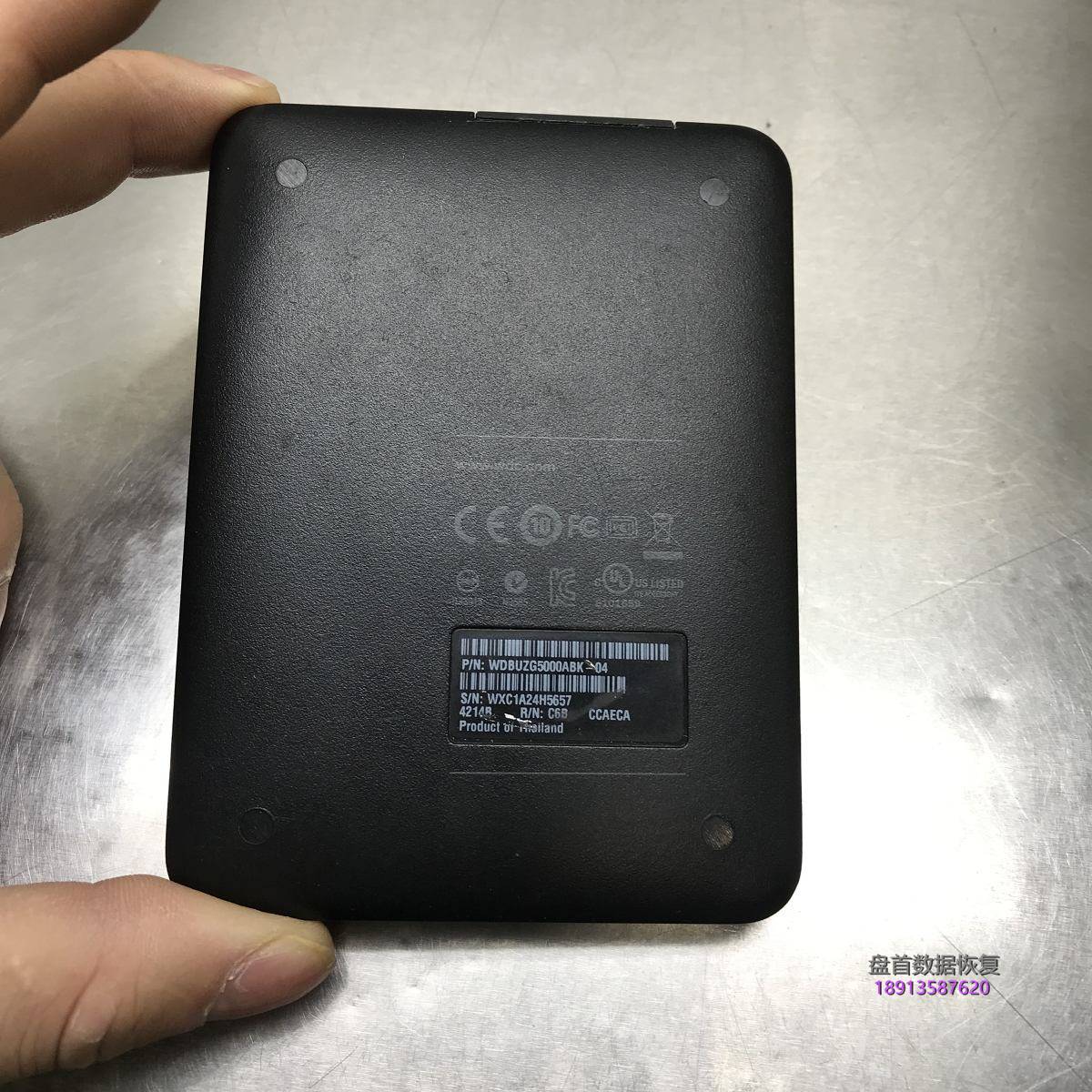 WD Elements 500G移动硬盘磁头损坏敲盘异响开盘数据恢复成功