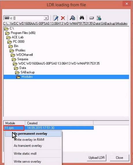 使用5. x版本PC-3000 for HDD从SA构建ROM镜像WD Marvell硬盘驱动器上的数据与内部ROM