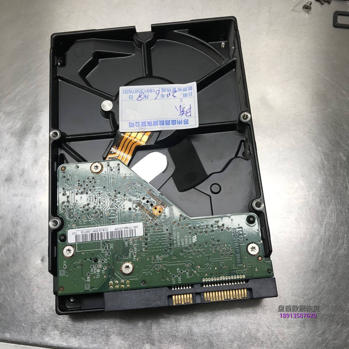 WD500G台式蓝盘突然损通电敲盘磁头异响开盘数据恢复成功