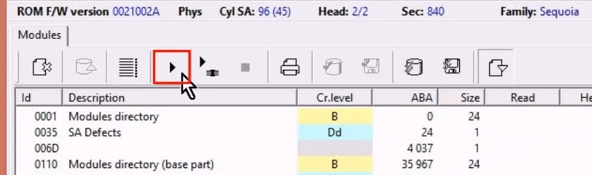 使用5. x版本PC-3000 for HDD从SA构建ROM镜像WD Marvell硬盘驱动器上的数据与内部ROM