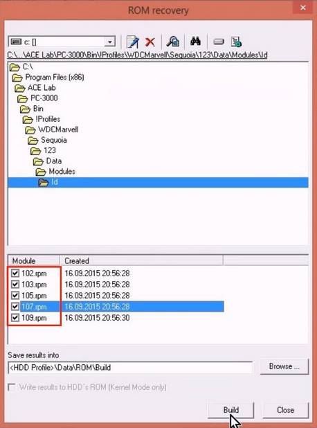 使用5. x版本PC-3000 for HDD从SA构建ROM镜像WD Marvell硬盘驱动器上的数据与内部ROM