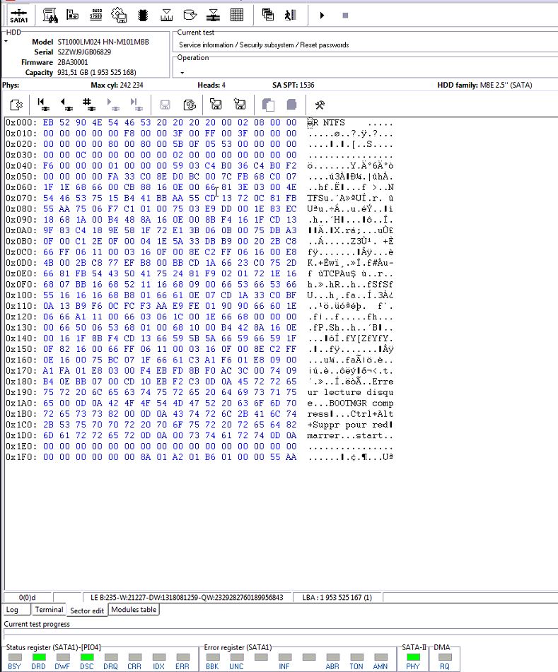 如何使用PC-3000 for HDD Samsung清除三星硬盘的加密密码