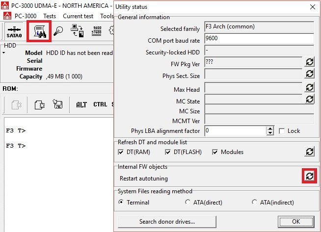 PC-3000 for HDD Seagate F3系列架构硬盘特定的诊断程序