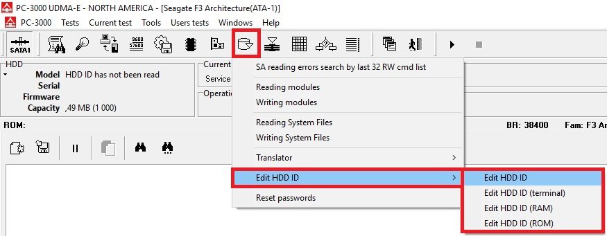 PC-3000 for HDD Seagate F3系列架构硬盘特定的诊断程序