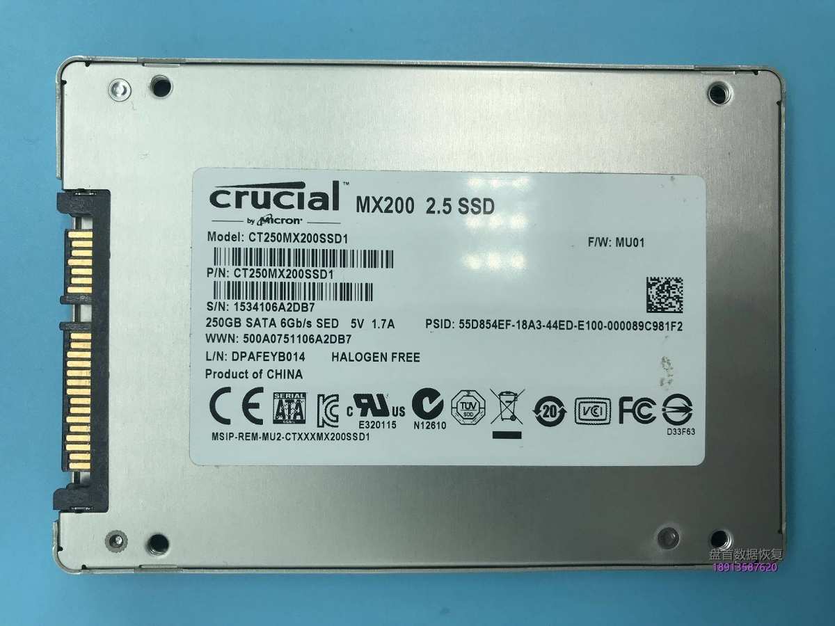 成功修复英睿达MX200 CT250MX200SSD1掉盘无法识别读不出数据恢复成功
