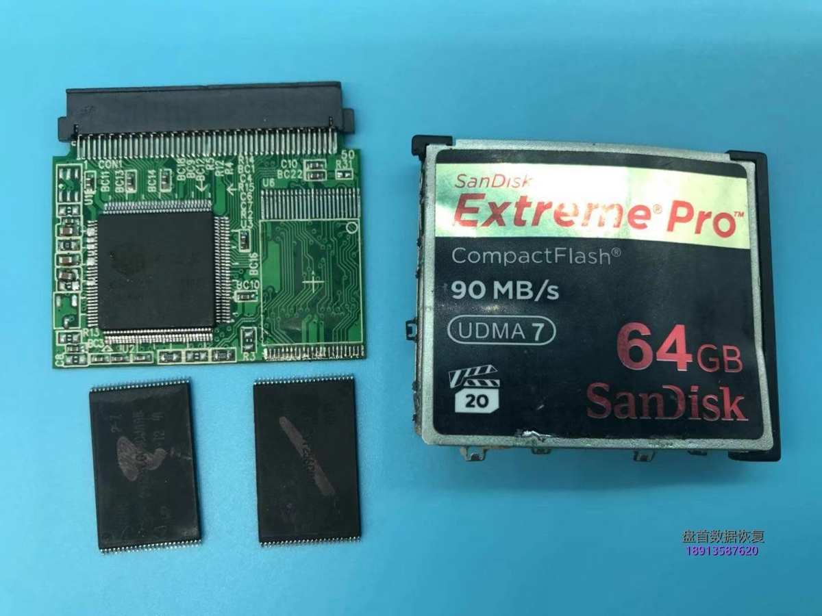SANDISK闪迪CF卡64G相机里和电脑里均无法识别无法读取SM2232T主控芯片级数据恢复成功