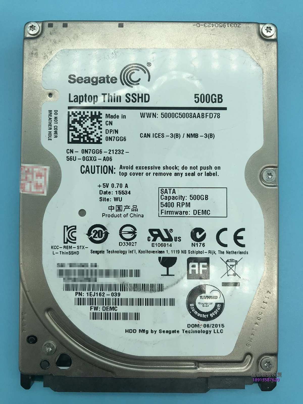 SSHD通电不转ST500LM000固态混合盘NAND损坏通病导致不转数据恢复成功
