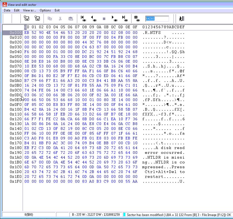 使用PC-3000 Data Extractor恢复丢失的引导重建NTFS分区