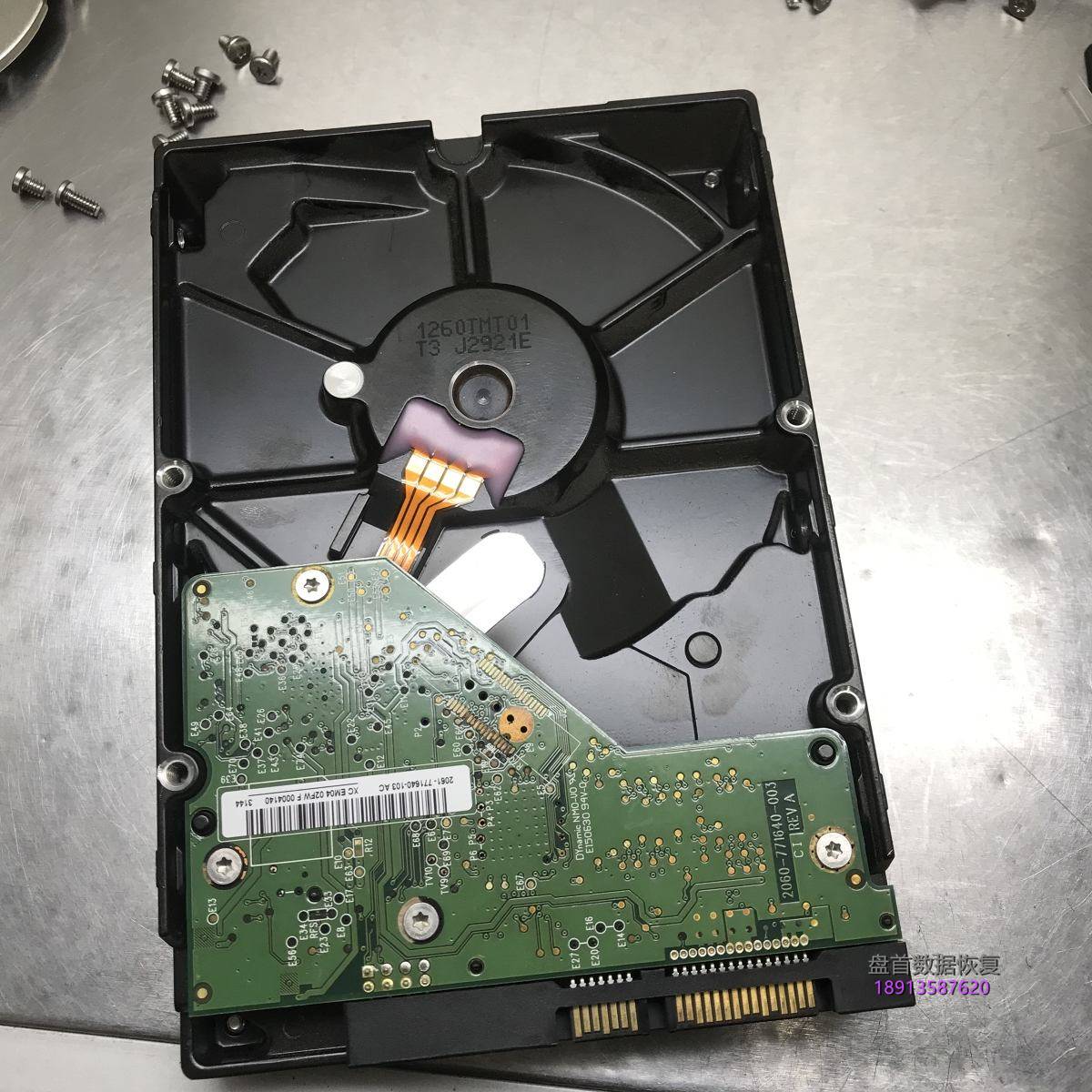 WD5000AAKX-08ERMA0硬盘损坏通电异响开盘数据恢复成功