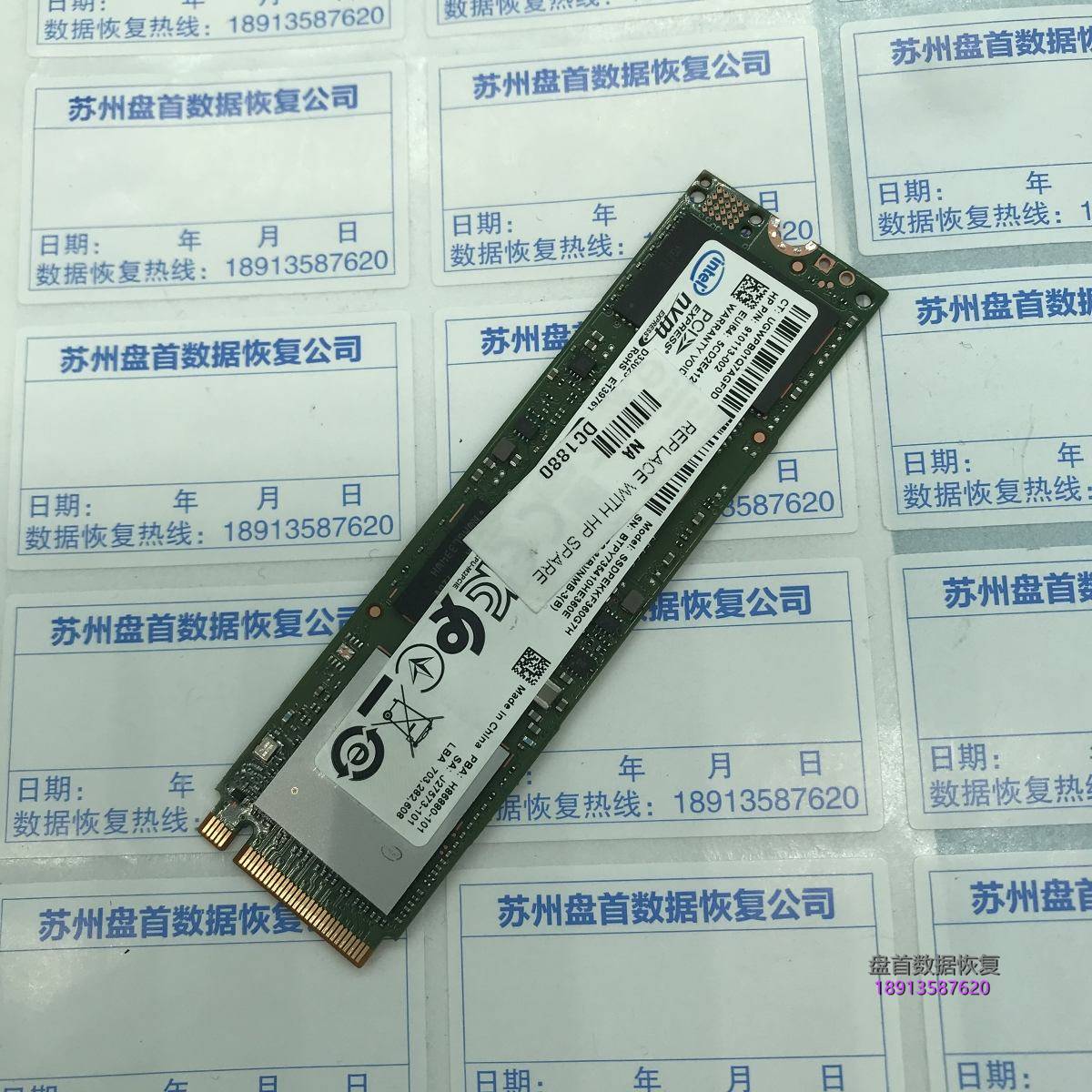 INTEL英特尔SSDPEKKF360G7H无法识别卡LOGO界面数据恢复成功