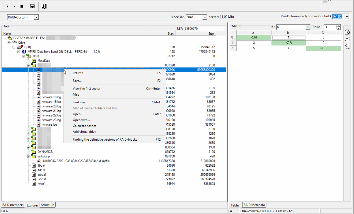 使用PC-3000 DE. Data Extractor RAID Edition 进行VMFS虚拟化数据恢复