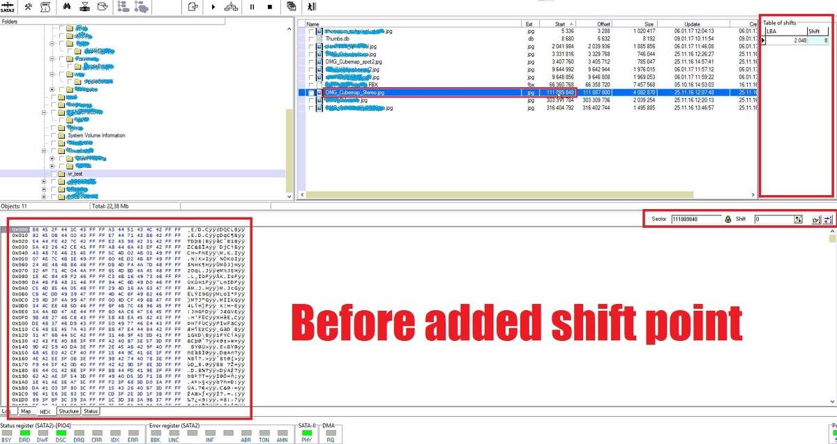 PC3000 Data Extractor恢复的数据产生了偏移