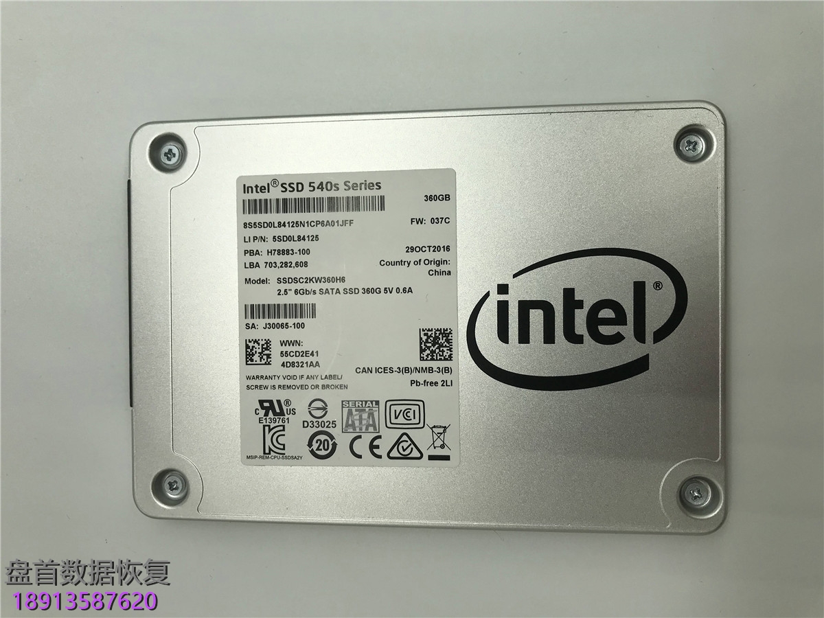 英特尔Intel 360G SSD固态硬盘 主控为SM2258 通电无法识别所有数据完美恢复