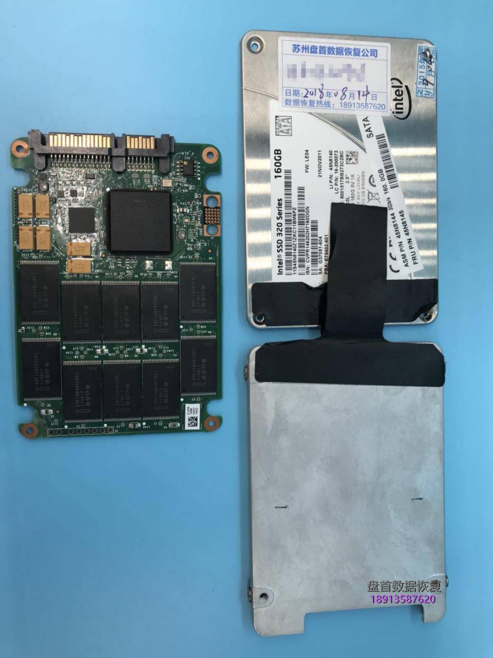 SSDSA2BW160G3L英特尔固态硬盘Intel320Series G3(160G)BIOS容量只能识别8M数据恢复成功