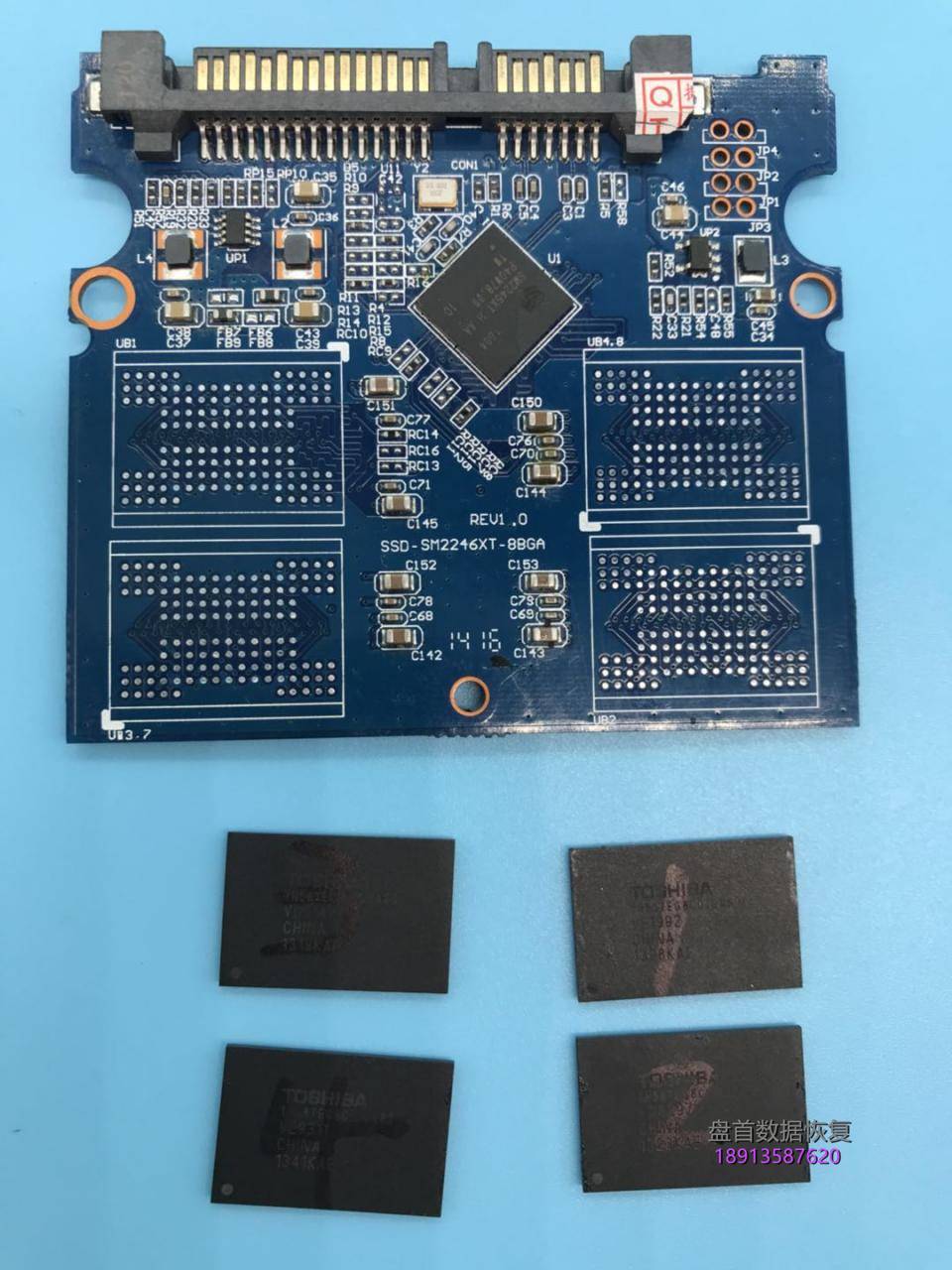 金士顿SV300S37A假的SSD固态硬盘掉盘不识别SM2246XT主控芯片拆芯片数据恢复成功