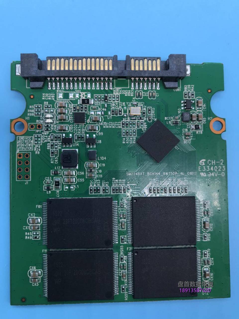 成功恢复120G联想SL500固态硬盘进水后芯片焊接点氧化短路客户通电后烧坏电源控制芯片