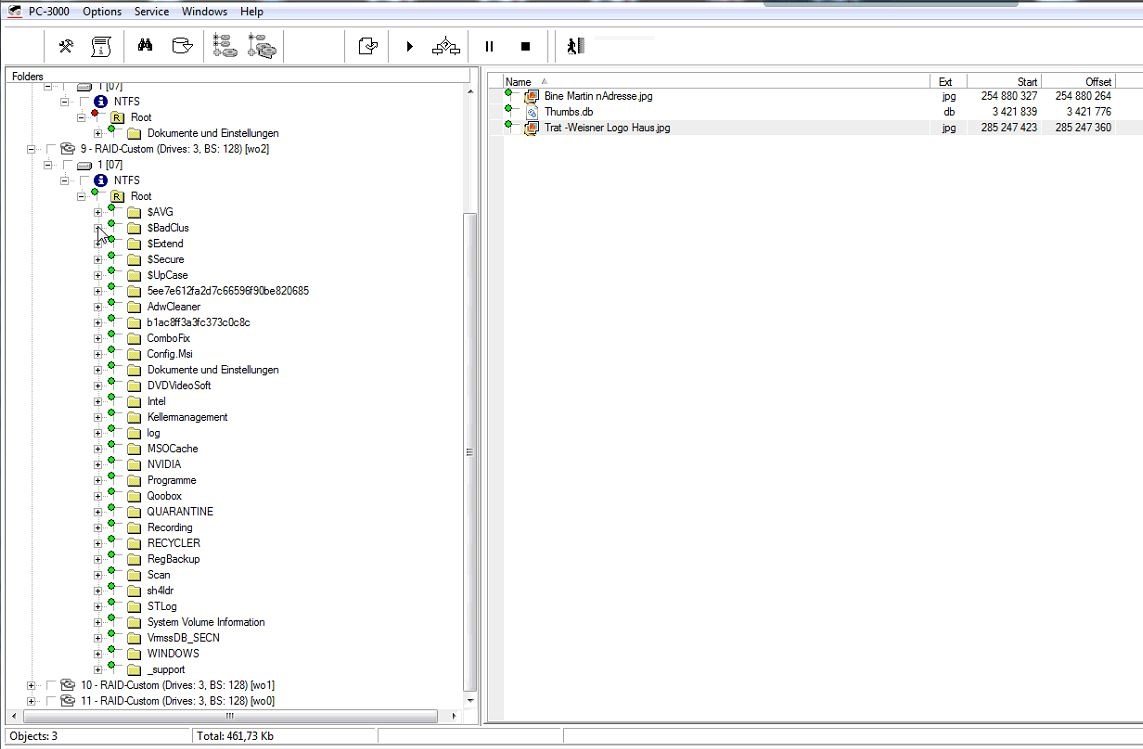 PC-3000 DE. 数据提取器 RAID Edition. 如何从包含三个驱动器的 RAID5 阵列中恢复数据，其中一个驱动器的数据已过期（我们不知道是哪一个）？