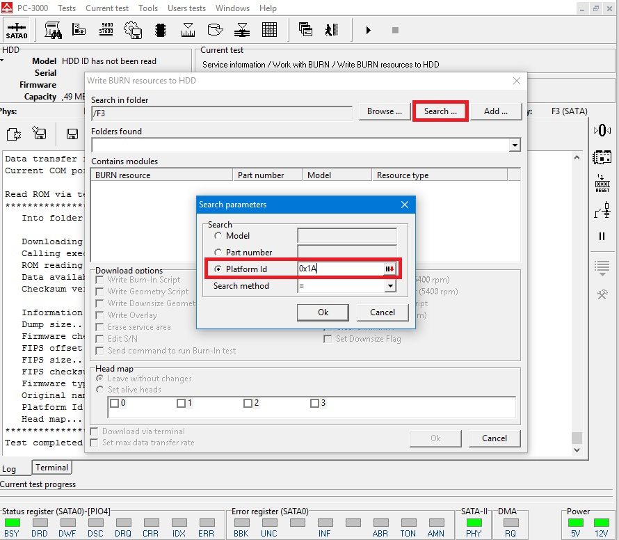 PC-3000 for HDD. Samsung HDD如何使用BURN