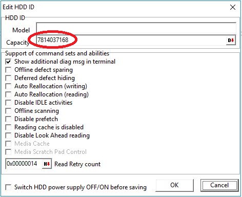 硬盘容量显示不正确如何使用PC-3000 for HDD. Seagate F3设置最大LBA地址值