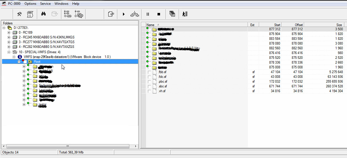 使用PC-3000 DE Data Extractor RAID Edition恢复RAID中VMFS卷的虚拟机数据